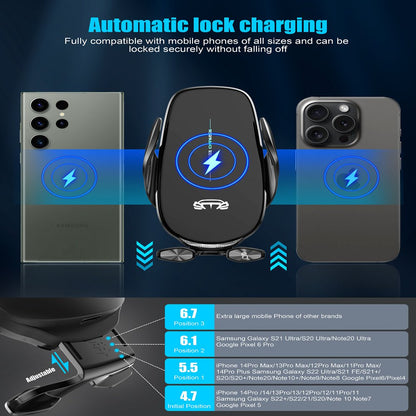 Wireless Car Charger, 15W Fast Charging Auto Clamping Car Charger Phone Mount, Windshield Dashboard Air Vent Car Phone Holder, Fit for Iphone, Samsung, Etc