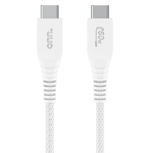 USB2.0 Type C to C Fast Charging and Data Cable for Iphone 15, Samsung Galaxy, White, Single Pack