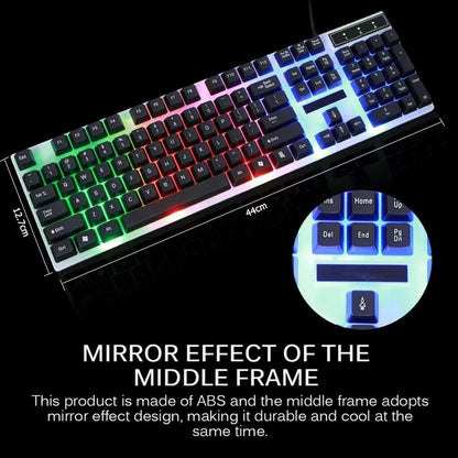 Rainbow Wired Gaming Keyboard and Mouse Combo, RGB Backlit Keyboard with 104 Key, USB Illuminated Gaming Mouse Set for Computer PC Gamer Laptop